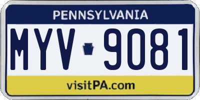 PA license plate MYV9081