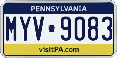 PA license plate MYV9083