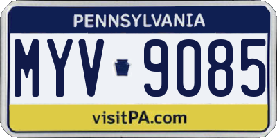 PA license plate MYV9085