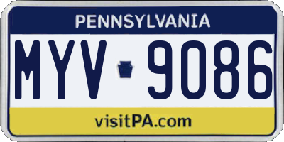 PA license plate MYV9086