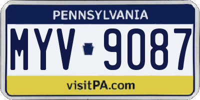 PA license plate MYV9087