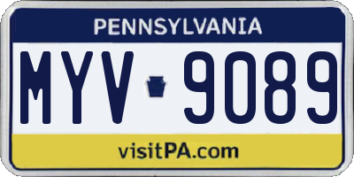 PA license plate MYV9089