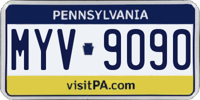 PA license plate MYV9090