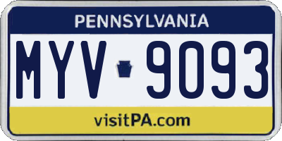 PA license plate MYV9093