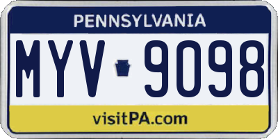 PA license plate MYV9098