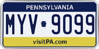 PA license plate MYV9099