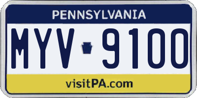 PA license plate MYV9100