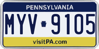 PA license plate MYV9105