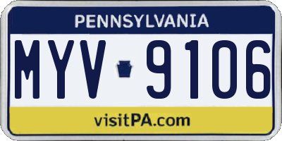 PA license plate MYV9106