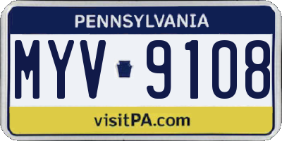 PA license plate MYV9108