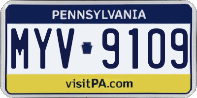PA license plate MYV9109