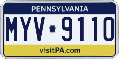 PA license plate MYV9110