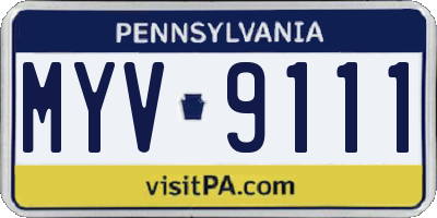 PA license plate MYV9111