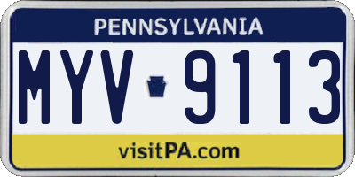 PA license plate MYV9113