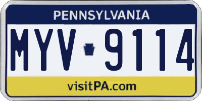 PA license plate MYV9114
