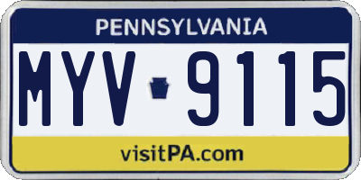 PA license plate MYV9115