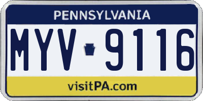 PA license plate MYV9116