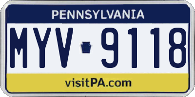 PA license plate MYV9118