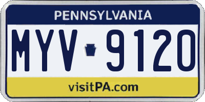 PA license plate MYV9120