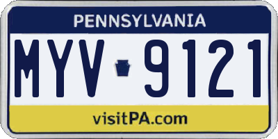 PA license plate MYV9121