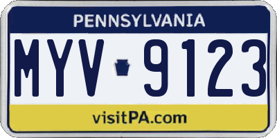 PA license plate MYV9123