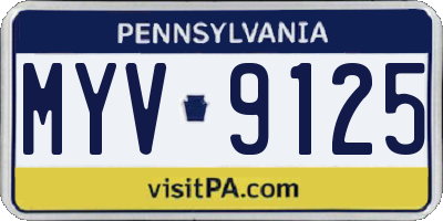 PA license plate MYV9125