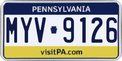 PA license plate MYV9126