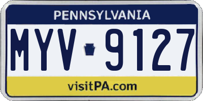 PA license plate MYV9127