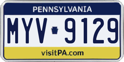 PA license plate MYV9129