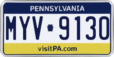 PA license plate MYV9130