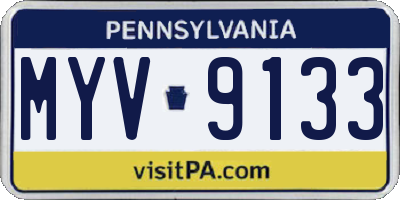 PA license plate MYV9133