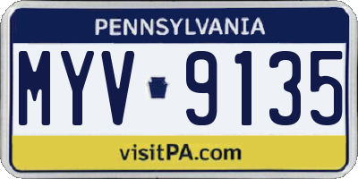 PA license plate MYV9135