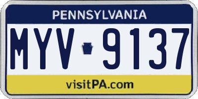 PA license plate MYV9137