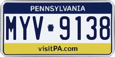 PA license plate MYV9138