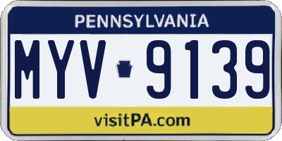PA license plate MYV9139