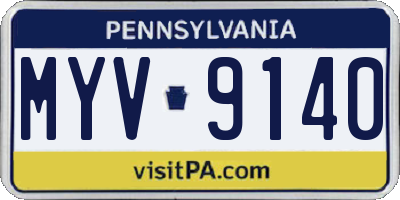 PA license plate MYV9140