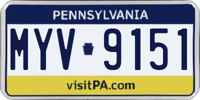 PA license plate MYV9151