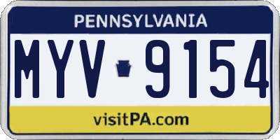 PA license plate MYV9154