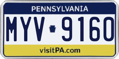 PA license plate MYV9160