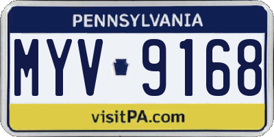 PA license plate MYV9168