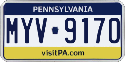 PA license plate MYV9170