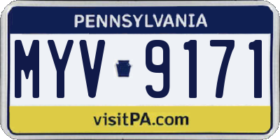 PA license plate MYV9171