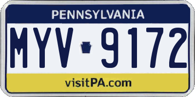 PA license plate MYV9172
