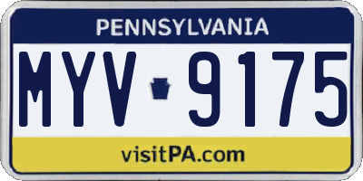 PA license plate MYV9175