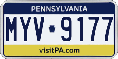PA license plate MYV9177