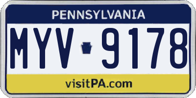 PA license plate MYV9178