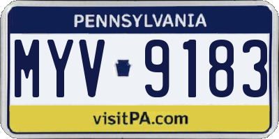 PA license plate MYV9183