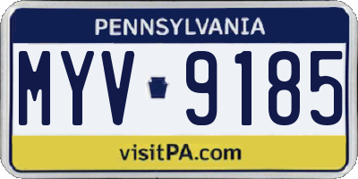 PA license plate MYV9185