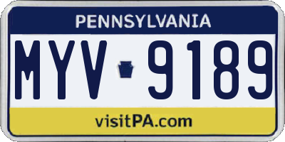 PA license plate MYV9189