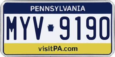 PA license plate MYV9190